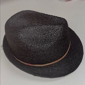Scala Black Raffia / Straw Fedora Hat one size - preowned